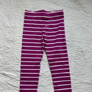 Primary Raspberry and White Stripe Leggings - Size 7